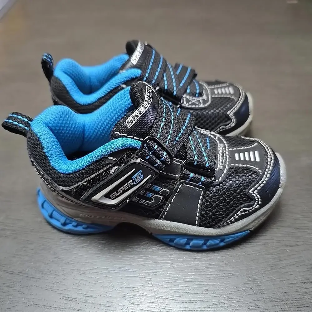 SKETCHERS SUPER Z l Boys sneakers Blue Black Size 6 Very Good Pre-owned - Picture 2 of 9